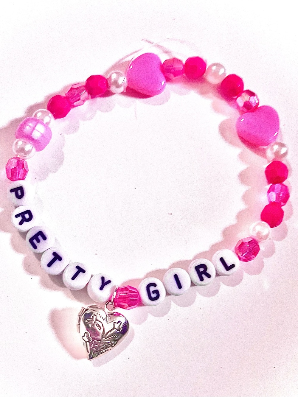 BUY1GET1FREE Pretty Girl Pink Heart Beaded Bracelet